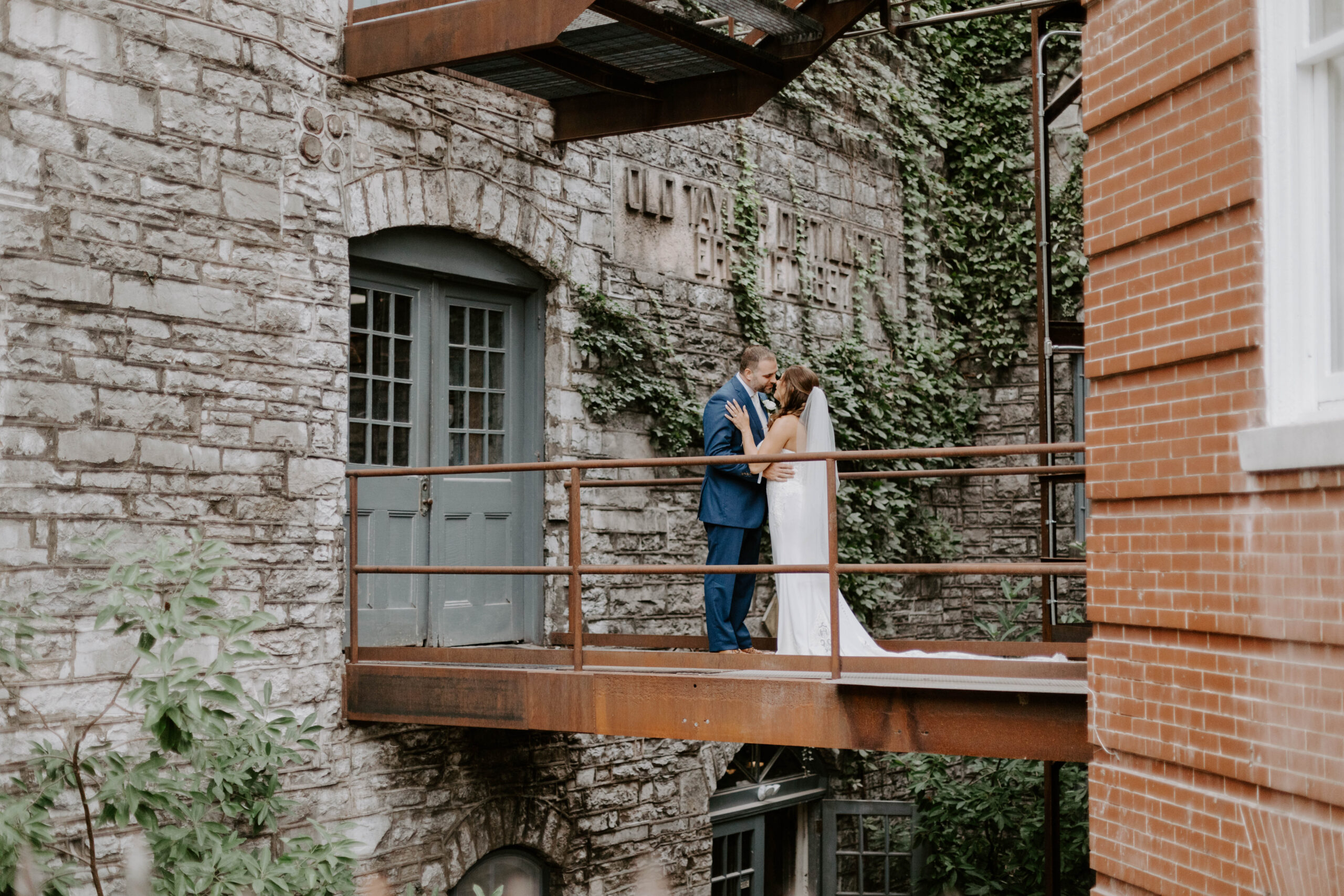 Beautiful bride and groom photos at Castle and Key Distillery in Frankfort, Kentucky